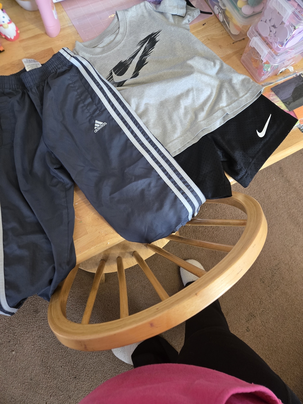adidas Navy Blue Kids Track Pants with White Stripes
